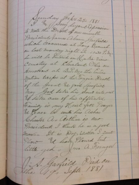 Neat, cursive handwritten diary entry dated at the top: Sunday September 25th 1881.