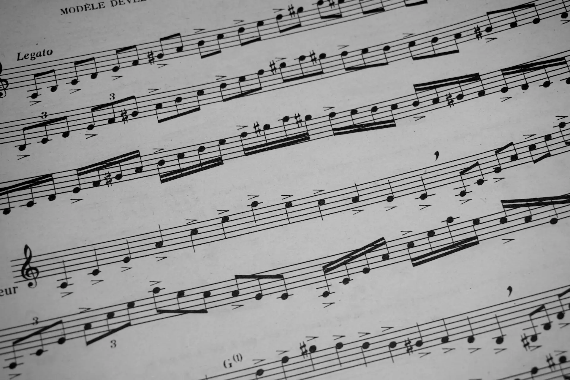 Close view of a music score