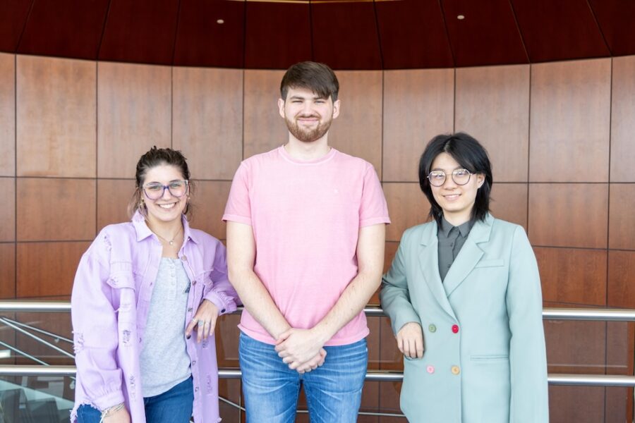 From left to right: Jenna Landes, Cameron Courter, and  Xingyi Jiang 