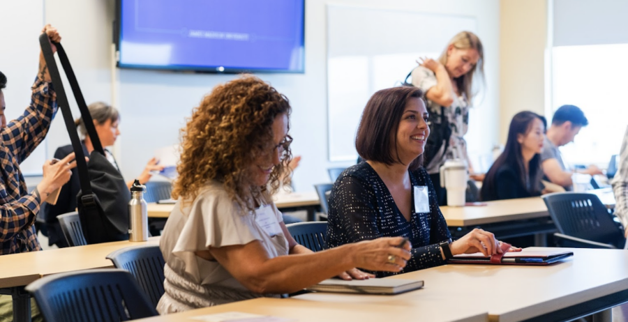 jmu faculty members attending a libraries workshop in a rose library classroom