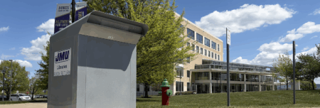 book drop in front of jmu's rose library